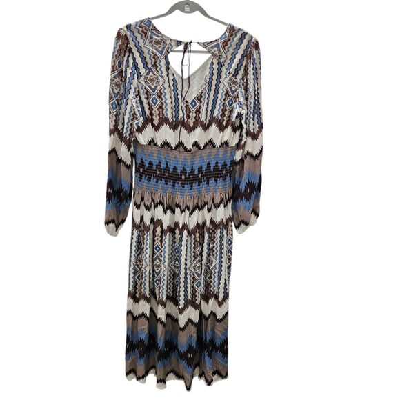 Ariat Dress Womens Large Chimayo Smocked Waist Centinela Traditional Arts Aztec - Picture 2 of 10